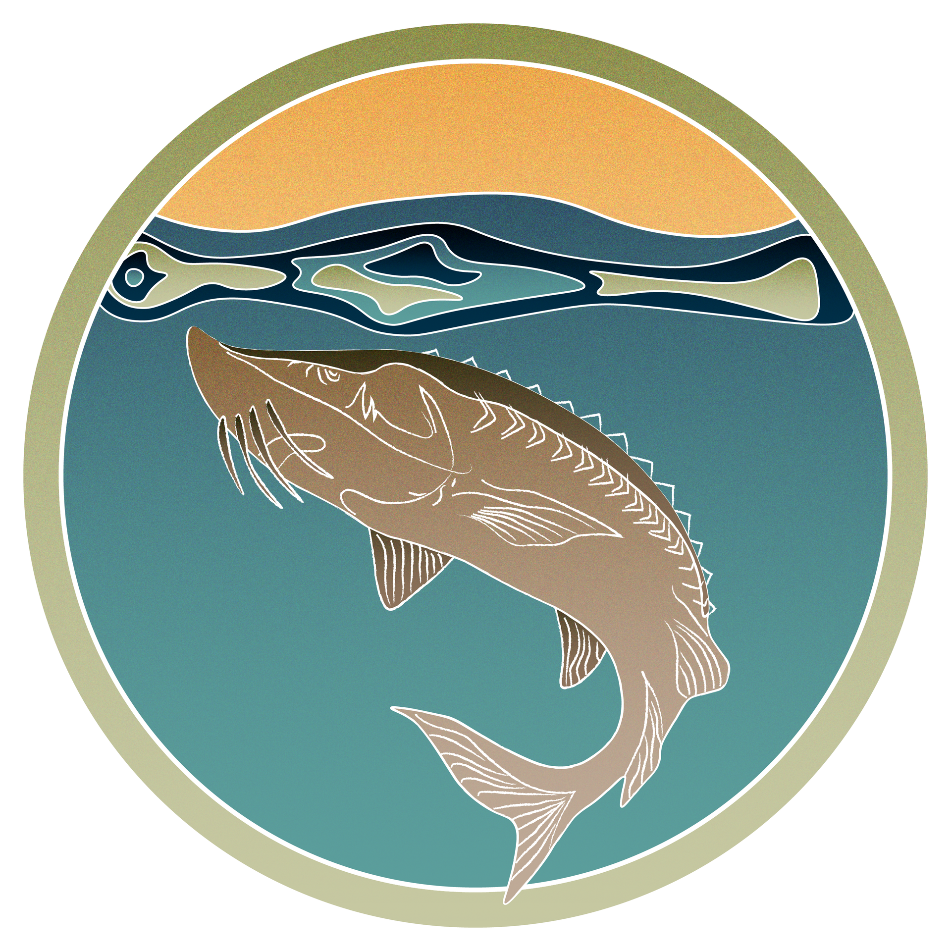 Illustration of a Sturgeon in a circle