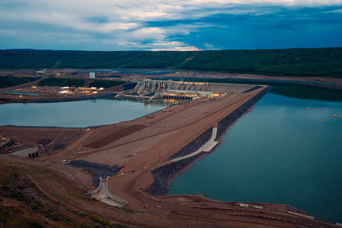 Aerial view of the Site C project, taken in August 2025