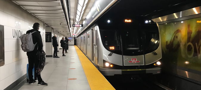 TTC Train arriving at Union Station